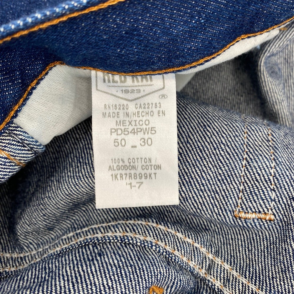 Red Kap Mens Jeans Straight Leg Dark Wash Cotton Workwear Five Pocket Size 50x32 - Picture 6 of 7